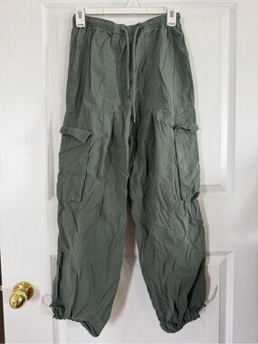 PGD Sage Army Green Drawstring Parachute Cargo Hiking Pants Size XS 100% Cotton